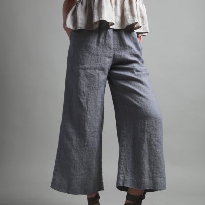 Handmade Linen Ankle Pants: Relaxed Fit Trousers Pockets
