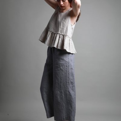 Handmade Linen Ankle Pants: Relaxed Fit Trousers Pockets
