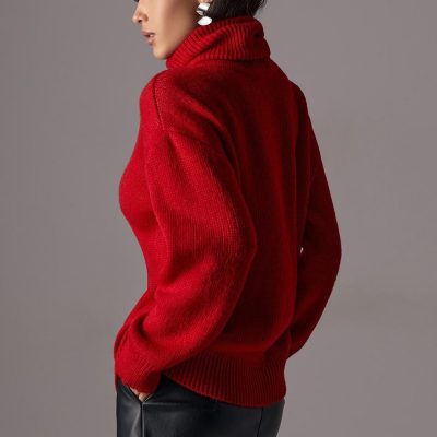 Alpaca Turtleneck Sweater Warm Mohair Wool Knit Pullover