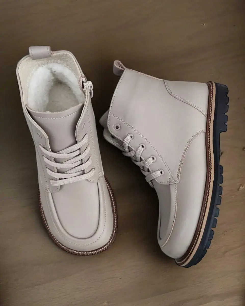 Brown Leather Winter Boots Handmade Anatomical Ankle Boots