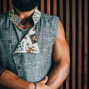 Linen Nehru Vest: Boho Oriental Sleeveless Jacket