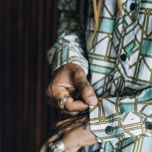 Men's Organic Cotton Geometric Shirt: Bohemian Festival Style