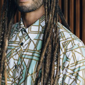 Men's Organic Cotton Geometric Shirt: Bohemian Festival Style