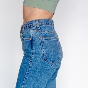 Y2k Acid Wash Jeans: High Waisted Blue Denim