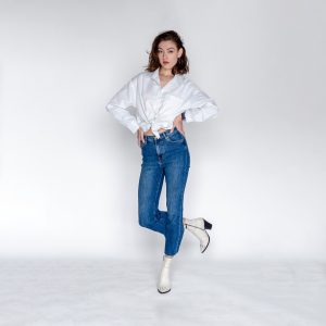 Highwaisted Cropped Bootcut Jeans Women's Raw Hem Flare