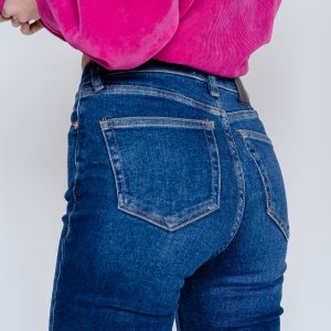 Dark Wash High Waisted Skinny Jeans: Stretch Denim