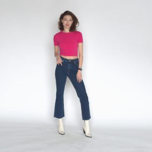 High Waist Mini Flare Anklegrazer Jeans