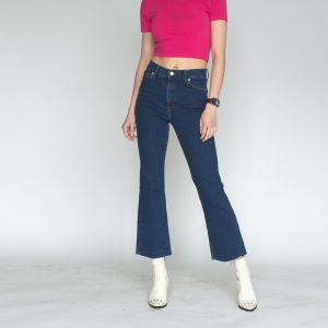 High Waist Mini Flare Anklegrazer Jeans