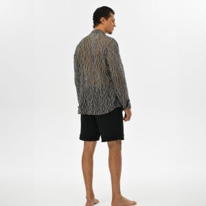 Boho Raw Cotton Men Shirt Long Sleeve Bohemian
