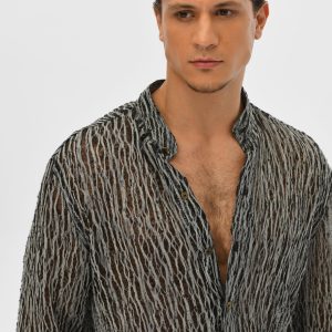 Boho Raw Cotton Men Shirt Long Sleeve Bohemian
