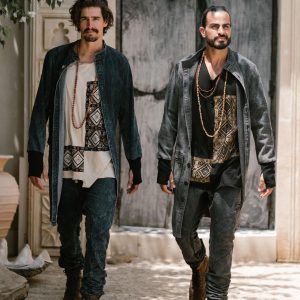 Long Denim Nehru Jacket: Avantgarde Designer Coat With