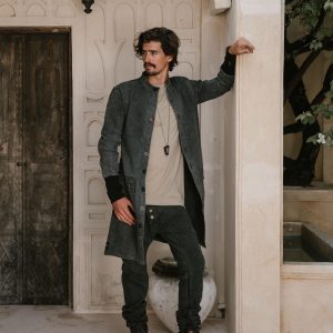 Long Denim Nehru Jacket: Avantgarde Designer Coat With