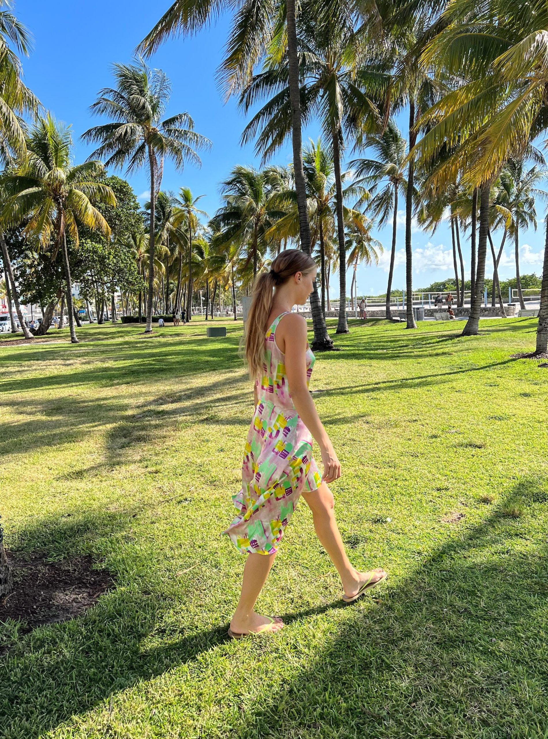 Hand Painted Silk Dress: Miami Beach Art Elegant