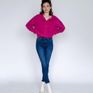 Dark Wash High Waisted Skinny Jeans: Stretch Denim