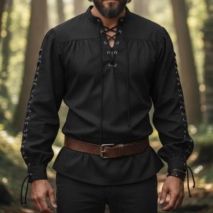 Men’s Linen Renaissance Shirt Medieval Pirate Viking Tunic