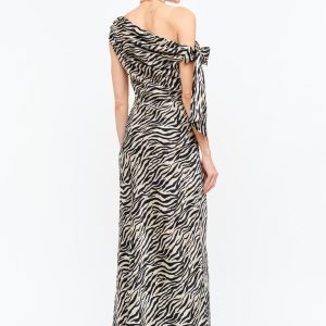 Remy Zebra Satin Midi Dress Statement Print Slip