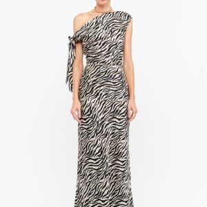 Remy Zebra Satin Midi Dress Statement Print Slip